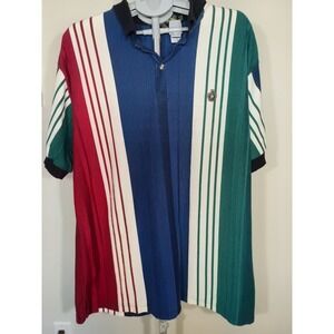 Knights of the Round Table Mens Polo Shirt 2X Multicolor Vertical Stripe Pique
